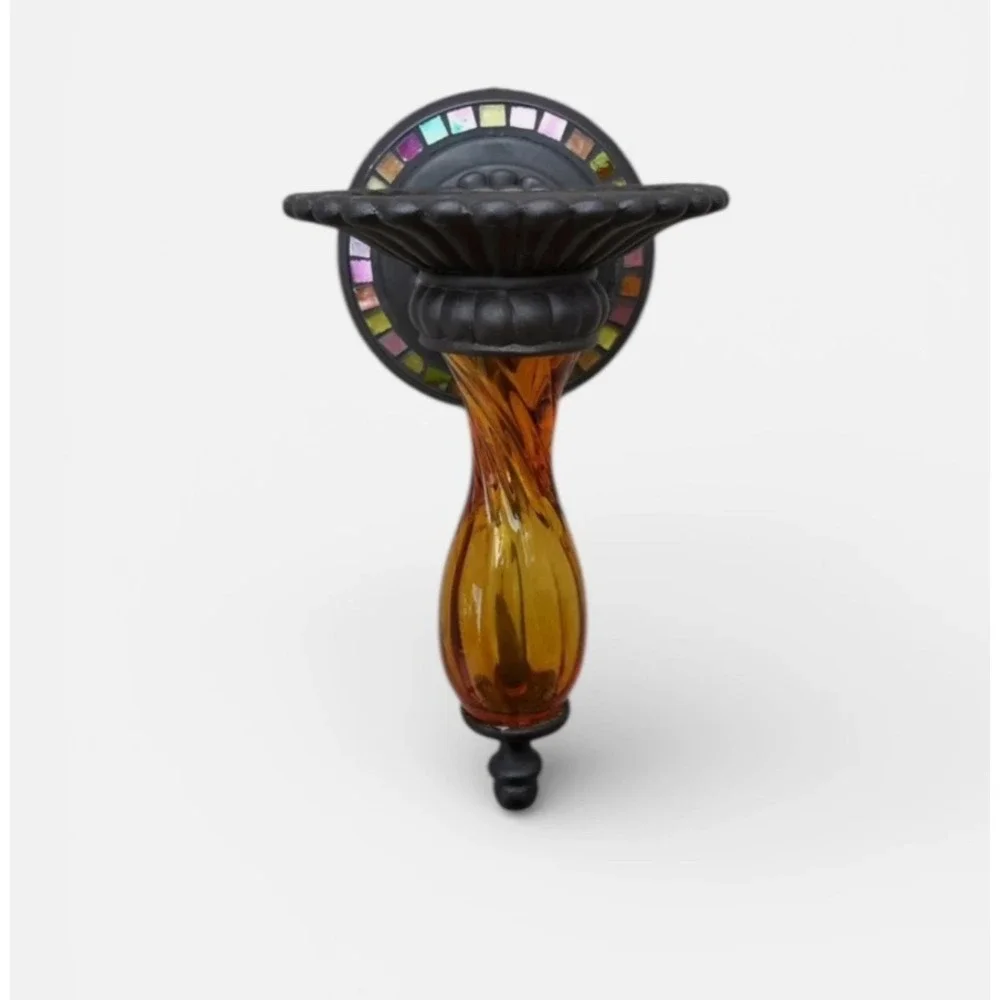 PartyLite Global Fusion Candle Holder Mosaic Glass Pair Of Wall Sconce Retired - Picture 2 of 7